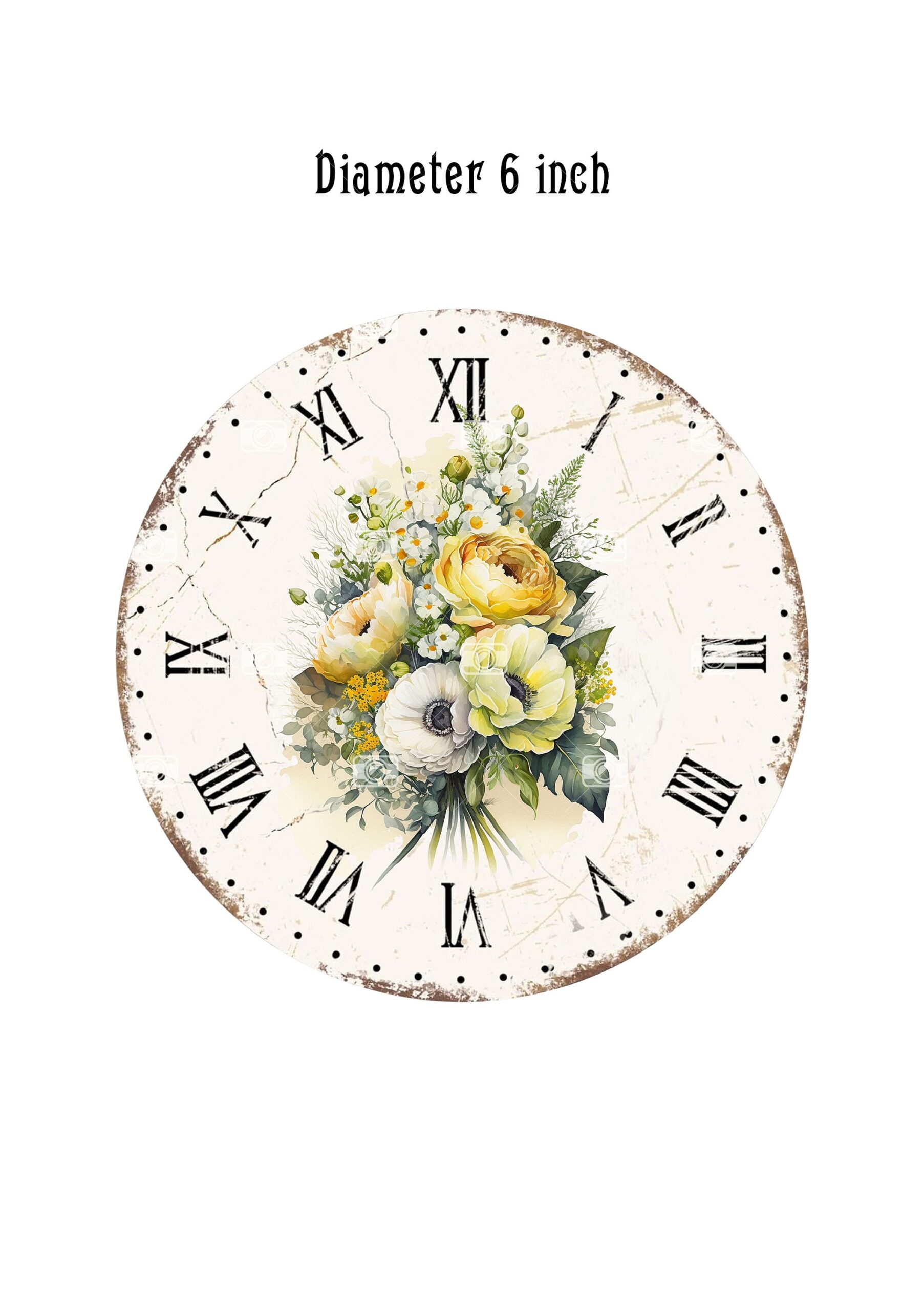 12 Printable Clock Faces 8 6 4 Floral Watercolor Garden Art Roman Numerals Watch Dial With Flowers For Decoupage Clock Making Kit Etsy UK