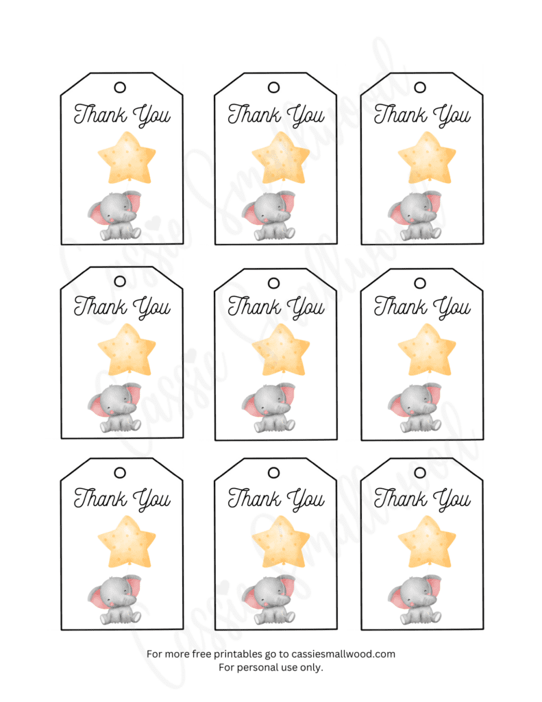 Free Printable Baby Shower Thank You Tag Templates