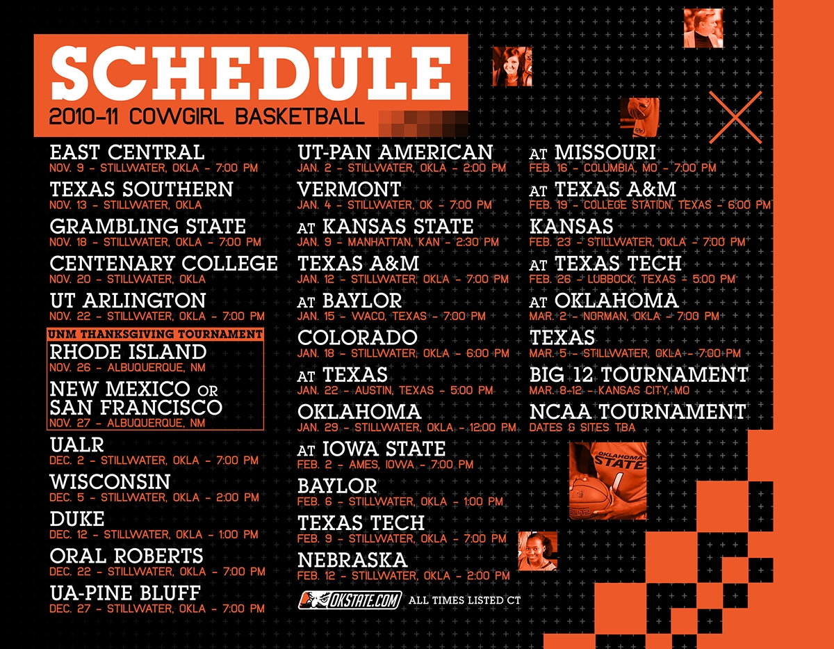 Oklahoma State Basketball Schedule Printable