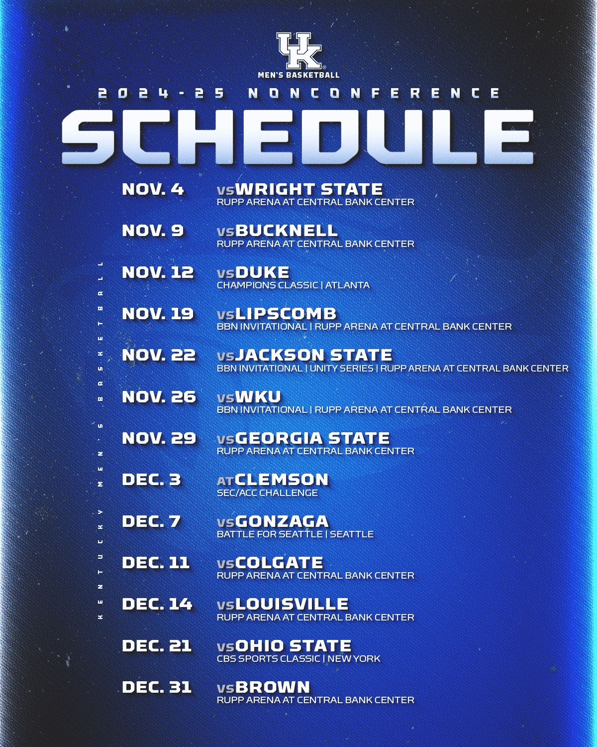 Uk Men'S Basketball Schedule Printable