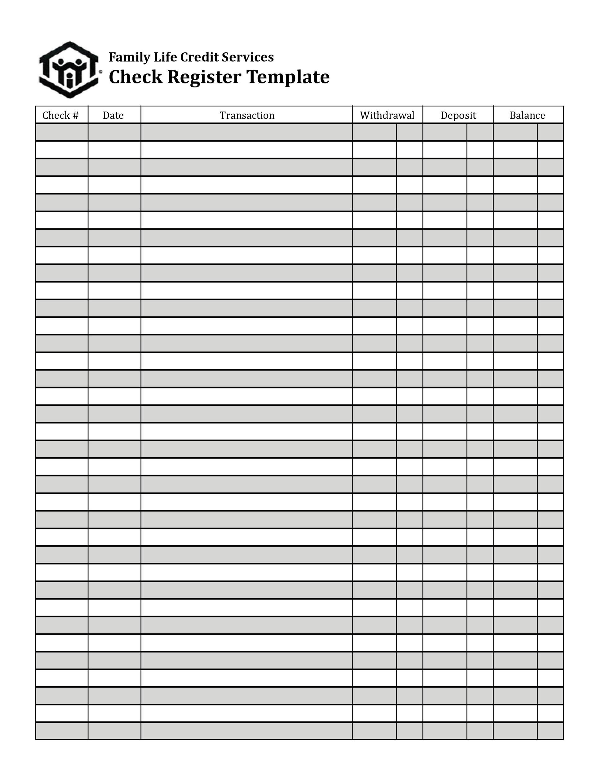 Free Printable Check Register With Running Balance