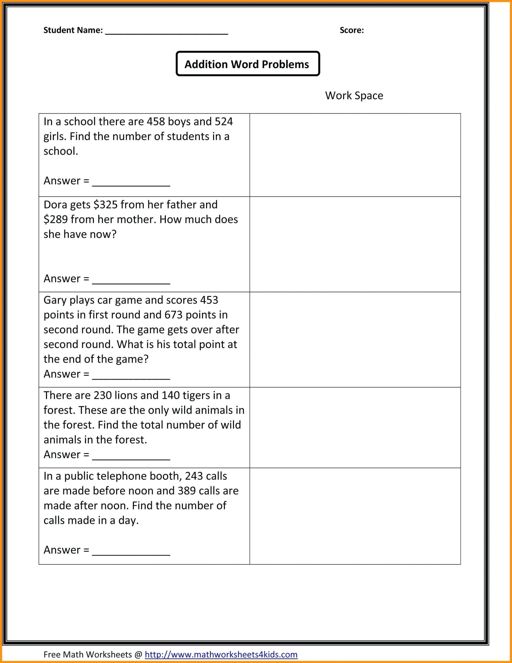 4 Free Math Worksheets Second Grade 2 Addition Adding 3 Digit And 1 Digit Numbers AMP