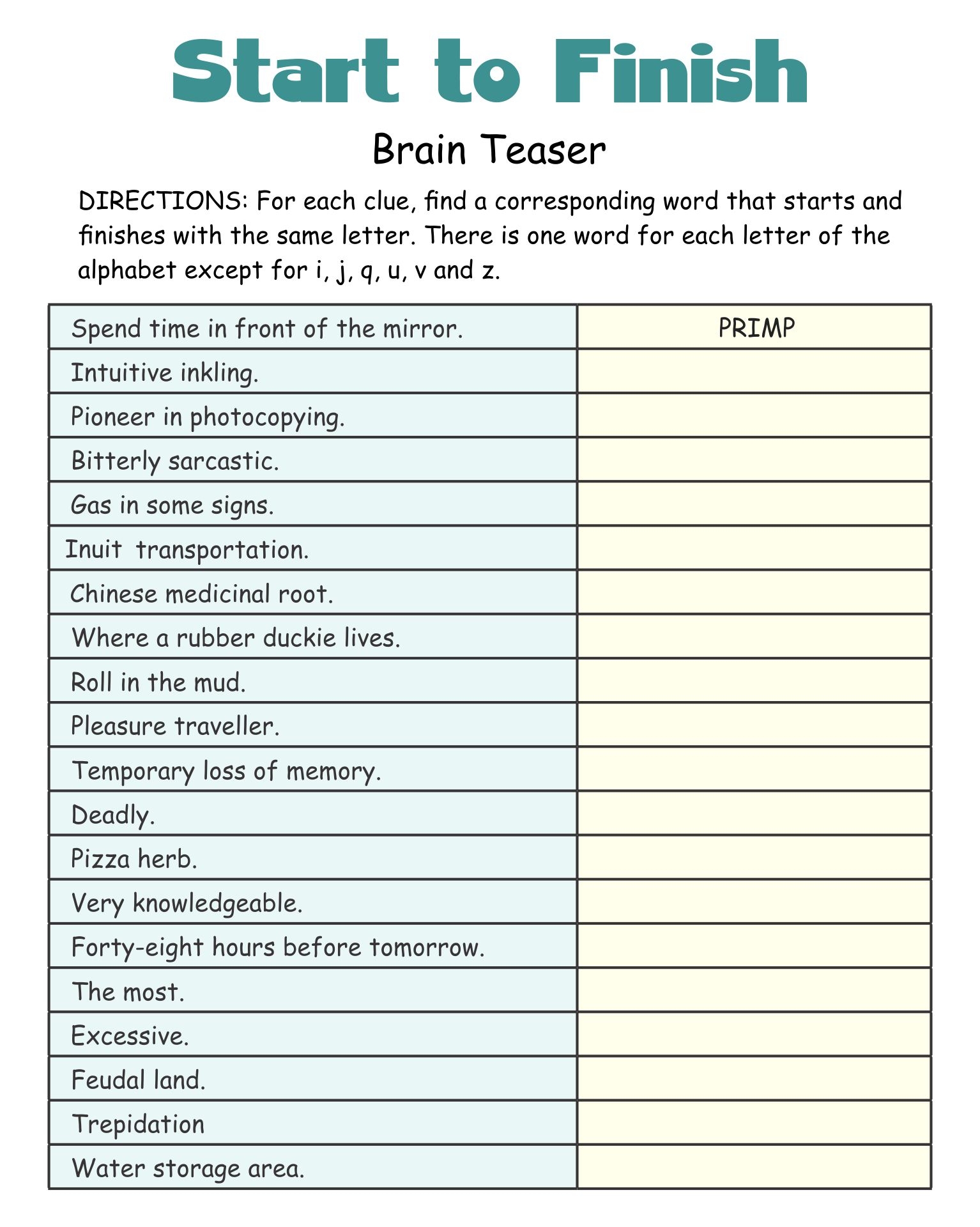Printable Cognitive Activities For Adults