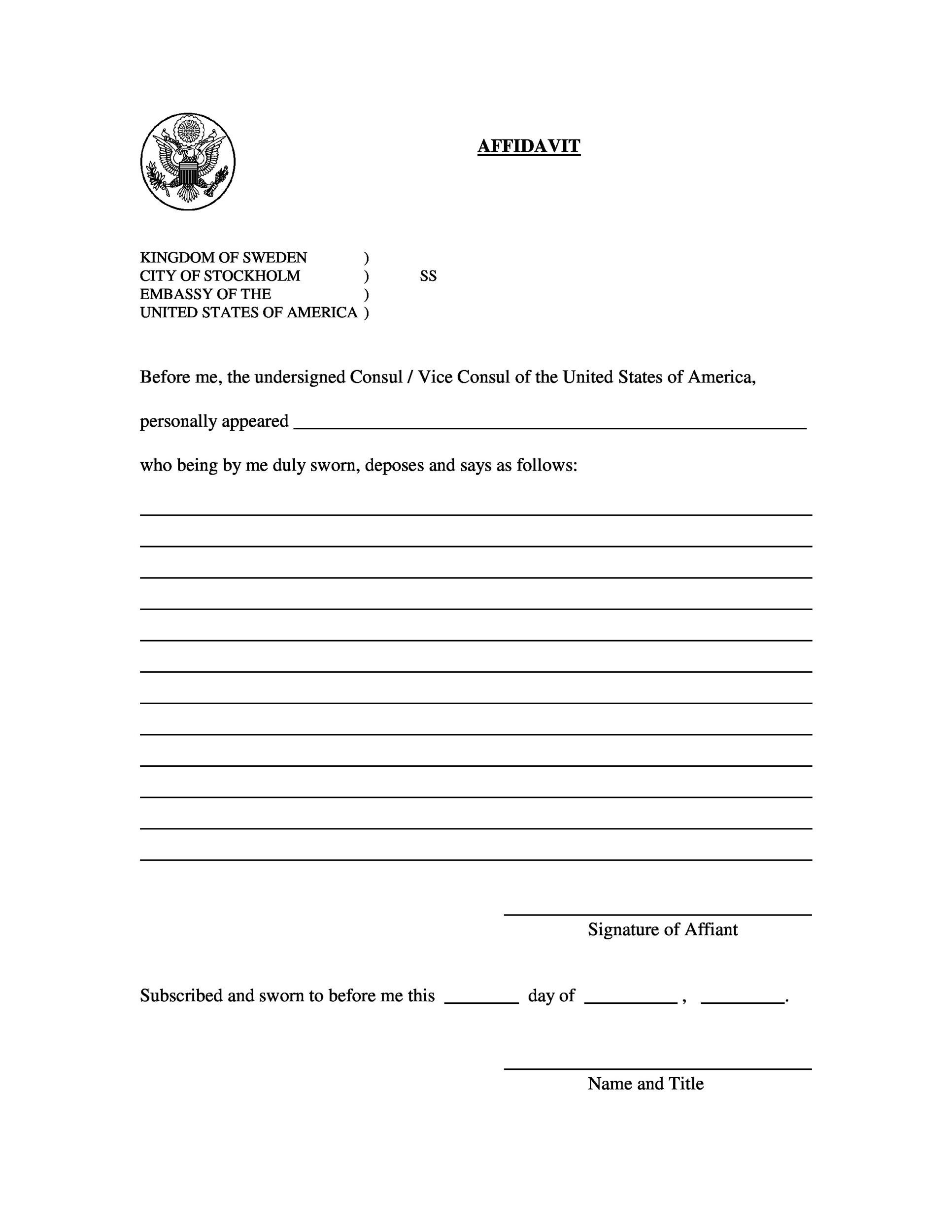 Free Printable Blank Affidavit Form