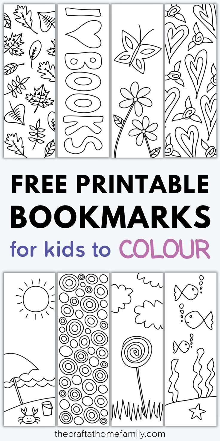 8 Cute FREE Printable Bookmarks To Colour for Kids Adults 