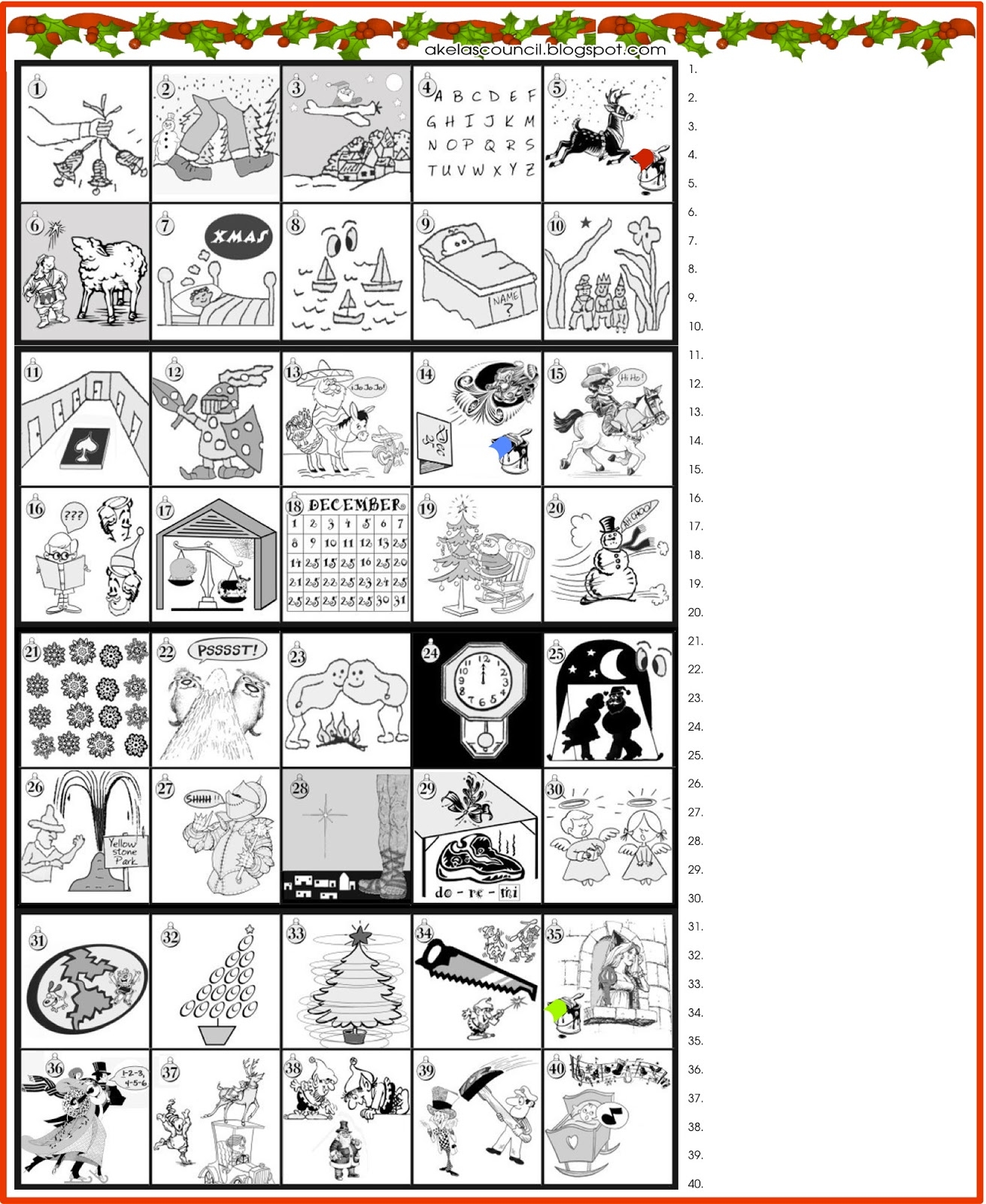 Free Printable Christmas Song Picture Game