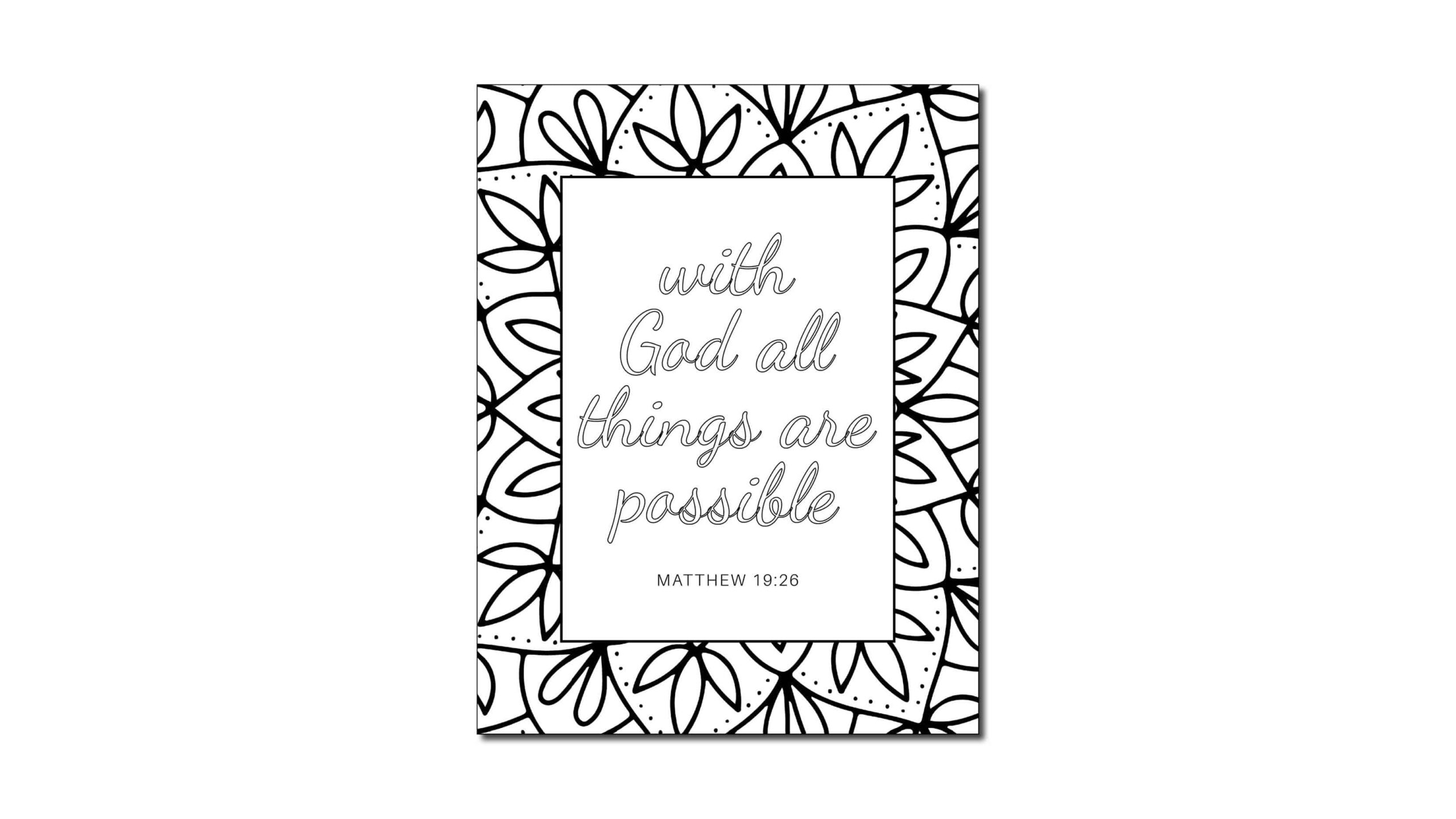 Matthew 19:26 Printable Coloring Page