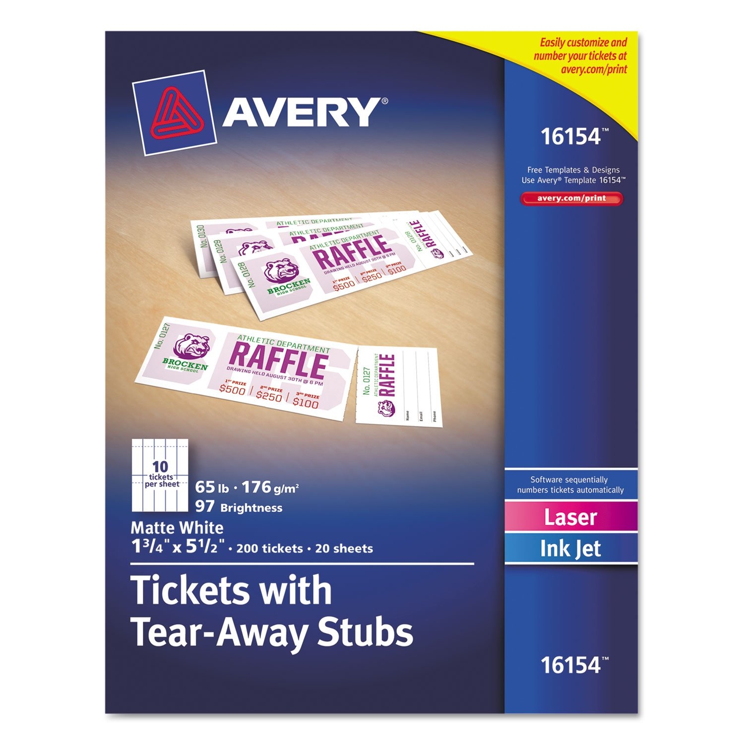 Amazon Printable Tickets W Tear Away Stubs 8 1 2 X 11 White 10 Sheet 20Sheets Pack Office Products