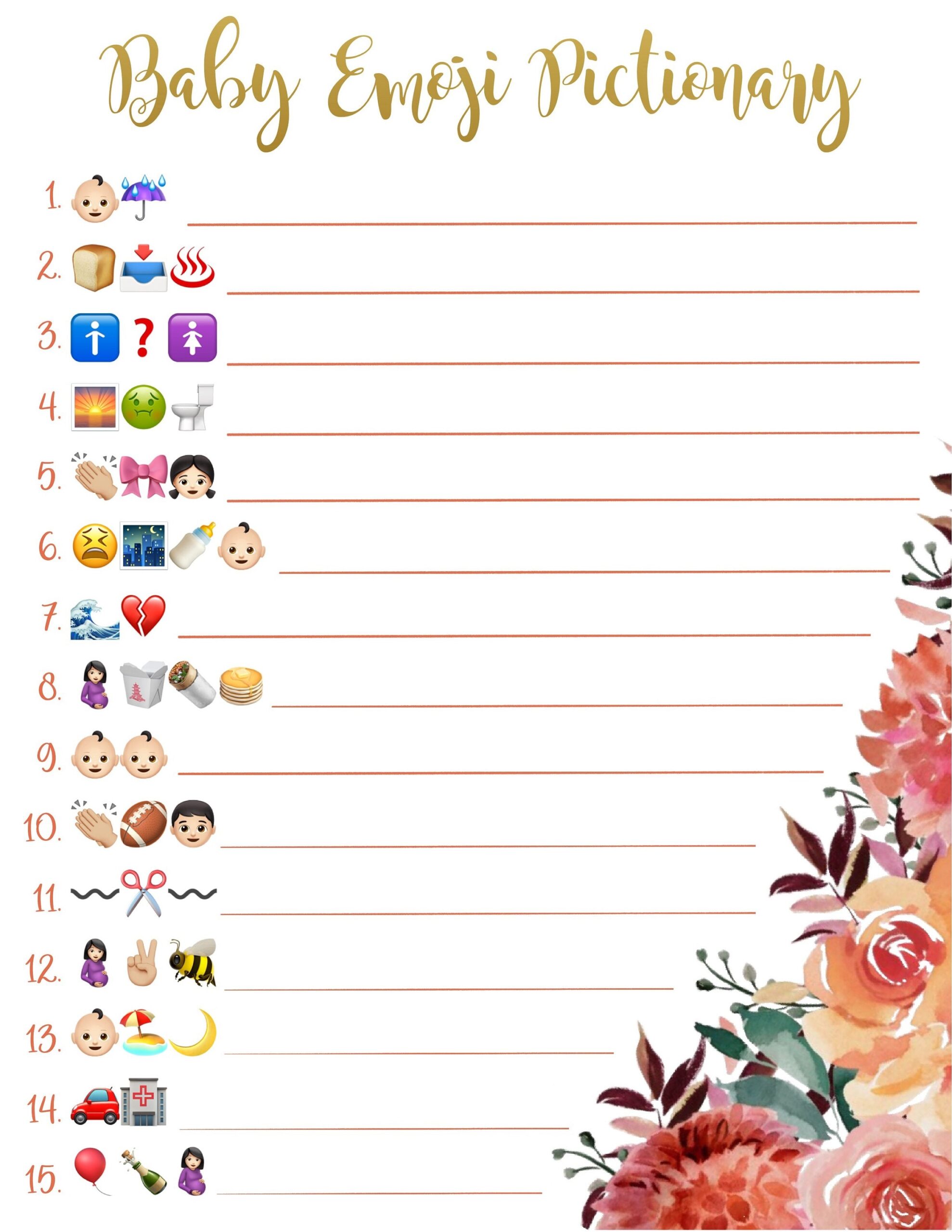 Baby Shower Emoji Pictionary Free Printable
