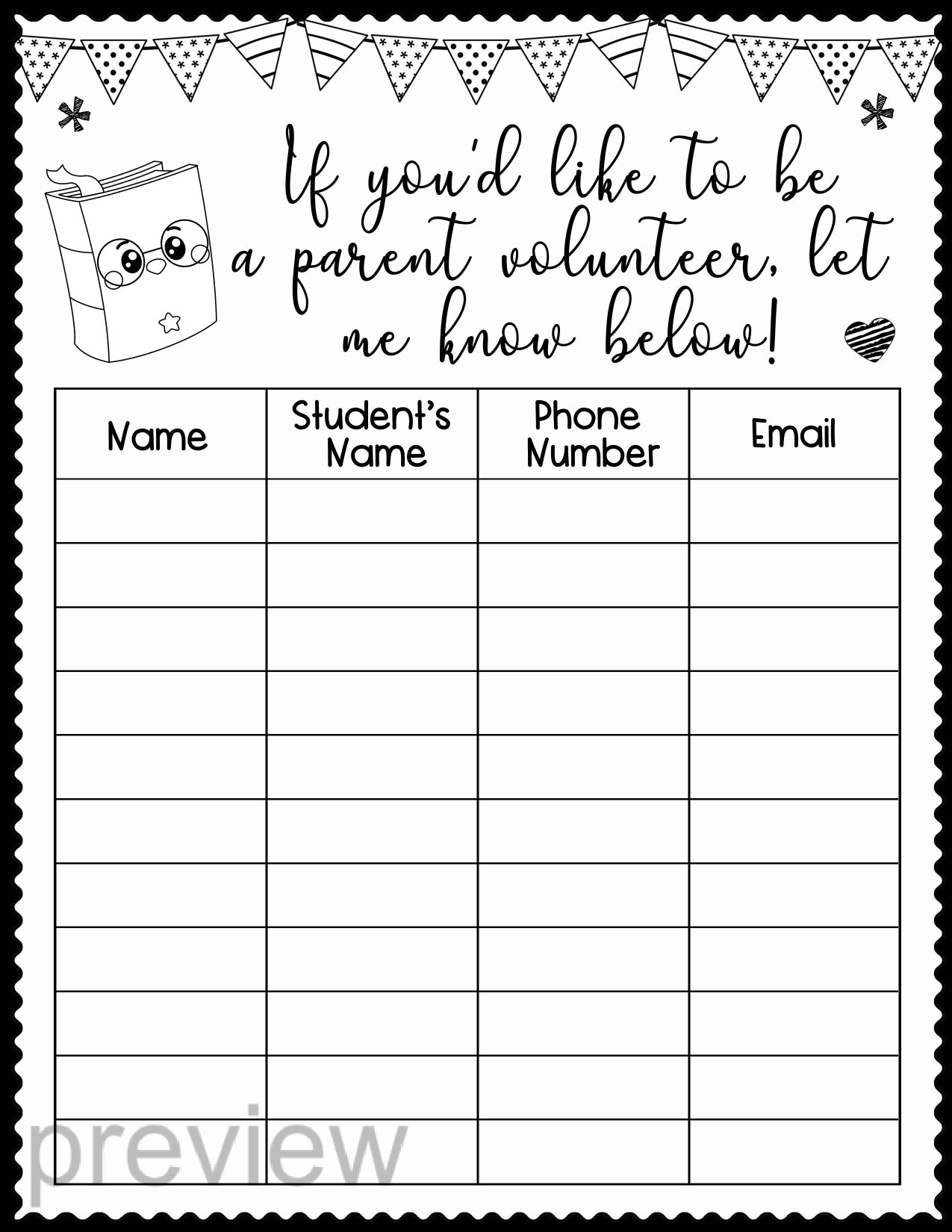 Back To School Night Printables