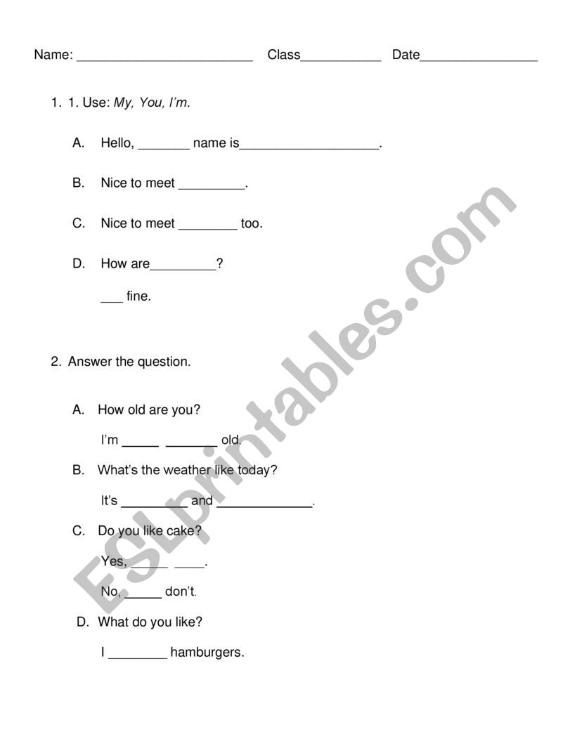 Basic English Test For Beginners Worksheet ESL Worksheet By Maevaedwards gmail
