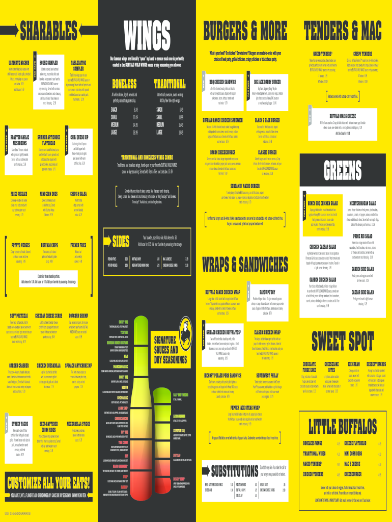 Bdubs Menu Fill Online Printable Fillable Blank PdfFiller