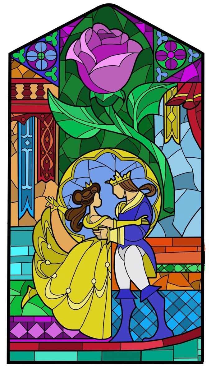 Beauty And The Beast Stained Glass Printable