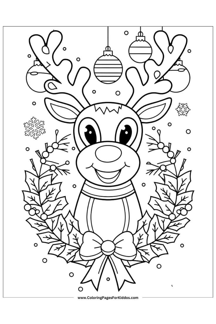 Ornament Reindeer Printable Color Sheets