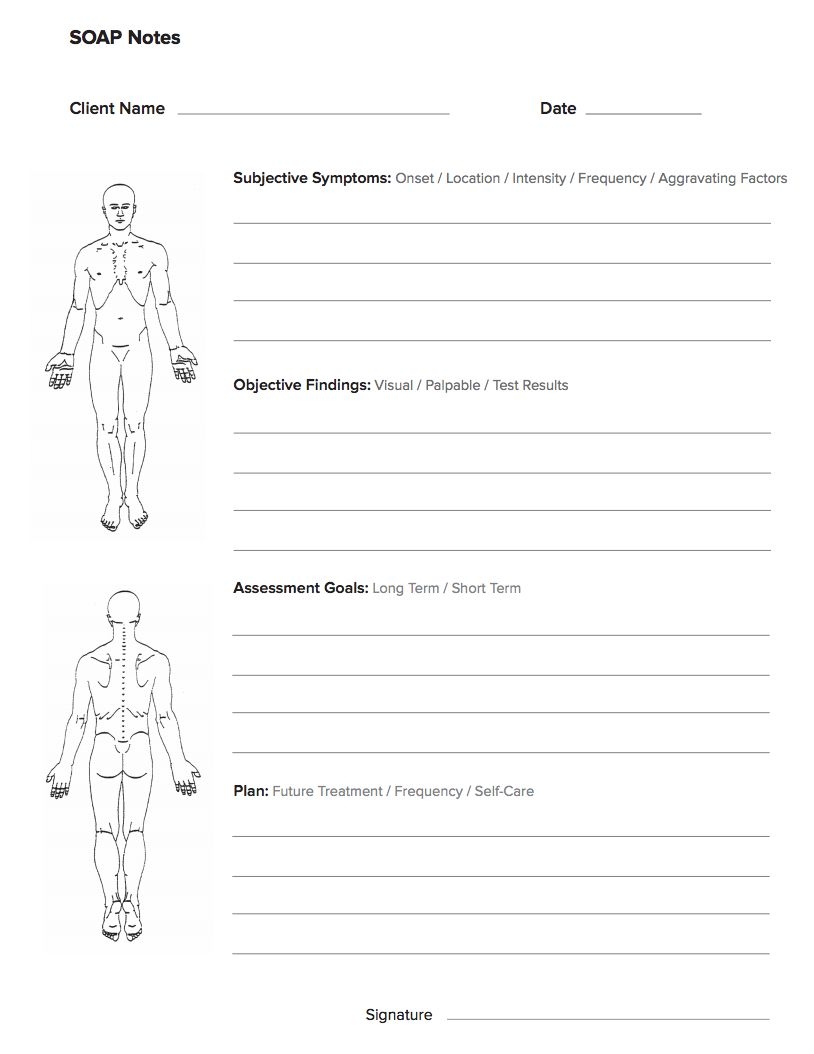 Printable Soap Notes For Massage