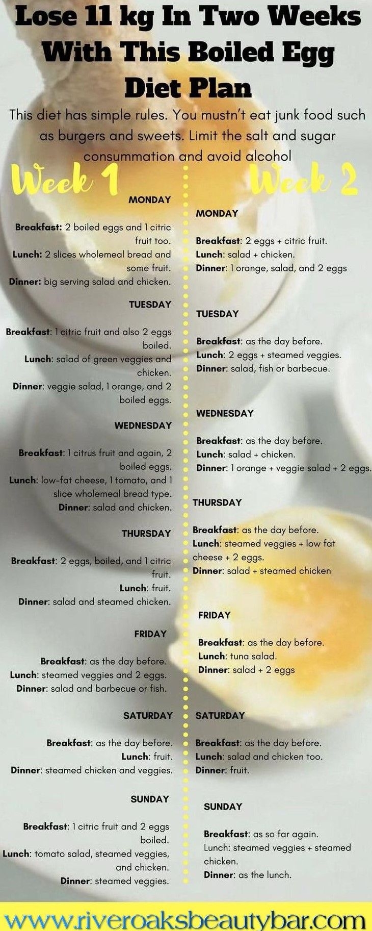 14 Day Egg Diet Menu Printable