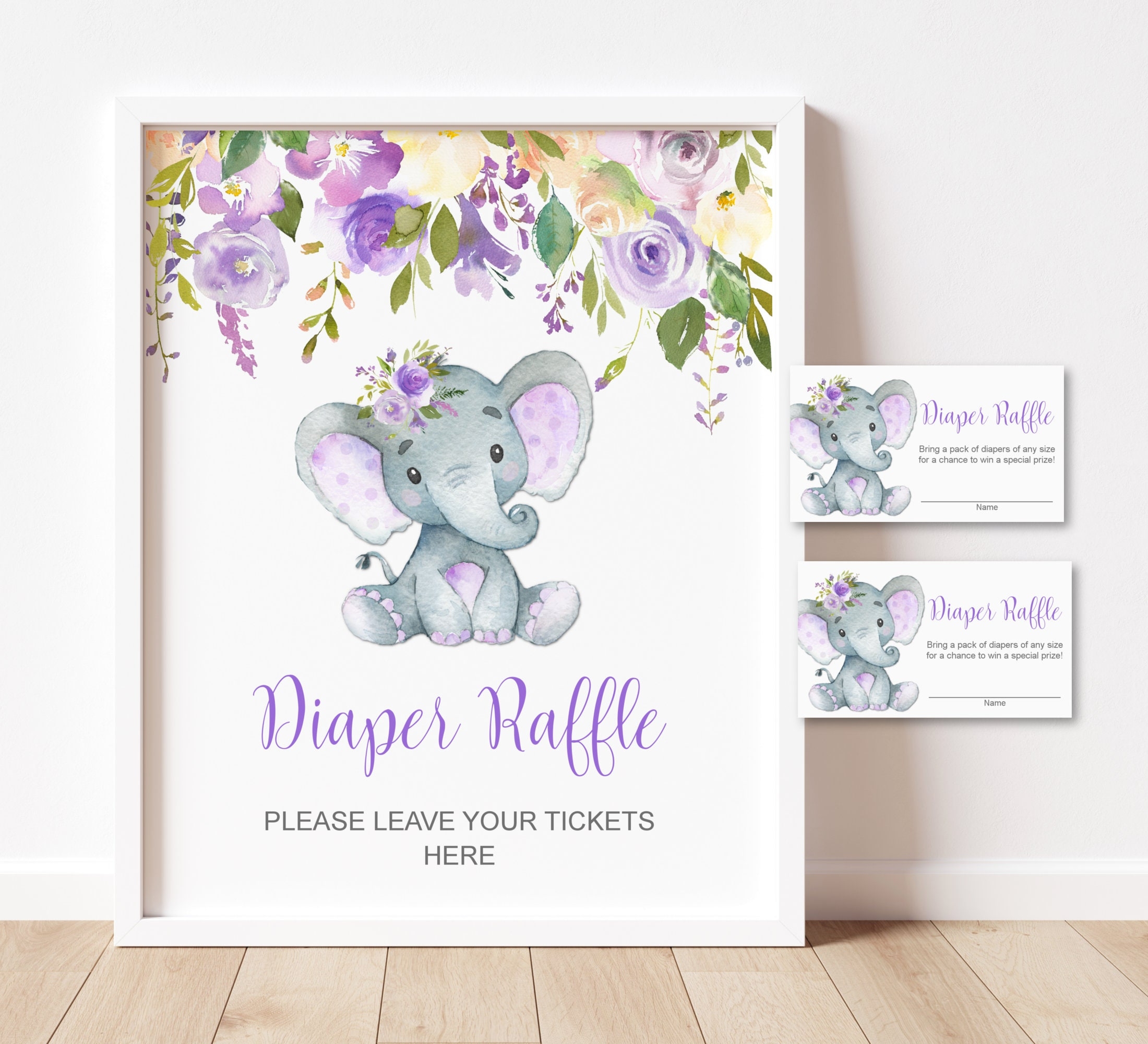 Free Printable Diaper Raffle Tickets Elephant