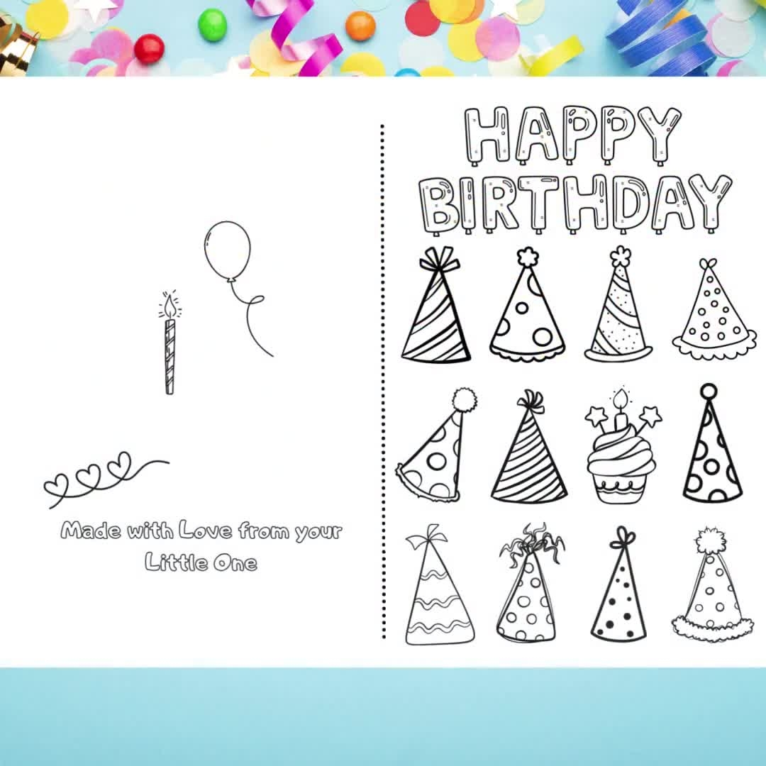 Buy Happy Birthday Printable Foldable Kid Birthday Card To Color For Anyone Online In India Etsy