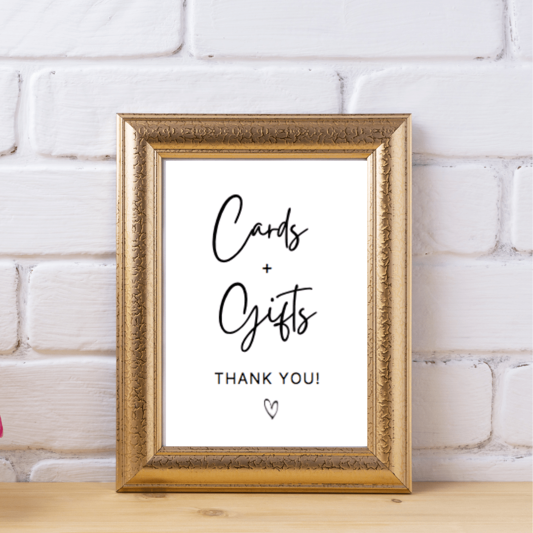 Cards And Gifts Sign Free Printable Printable Party Favors