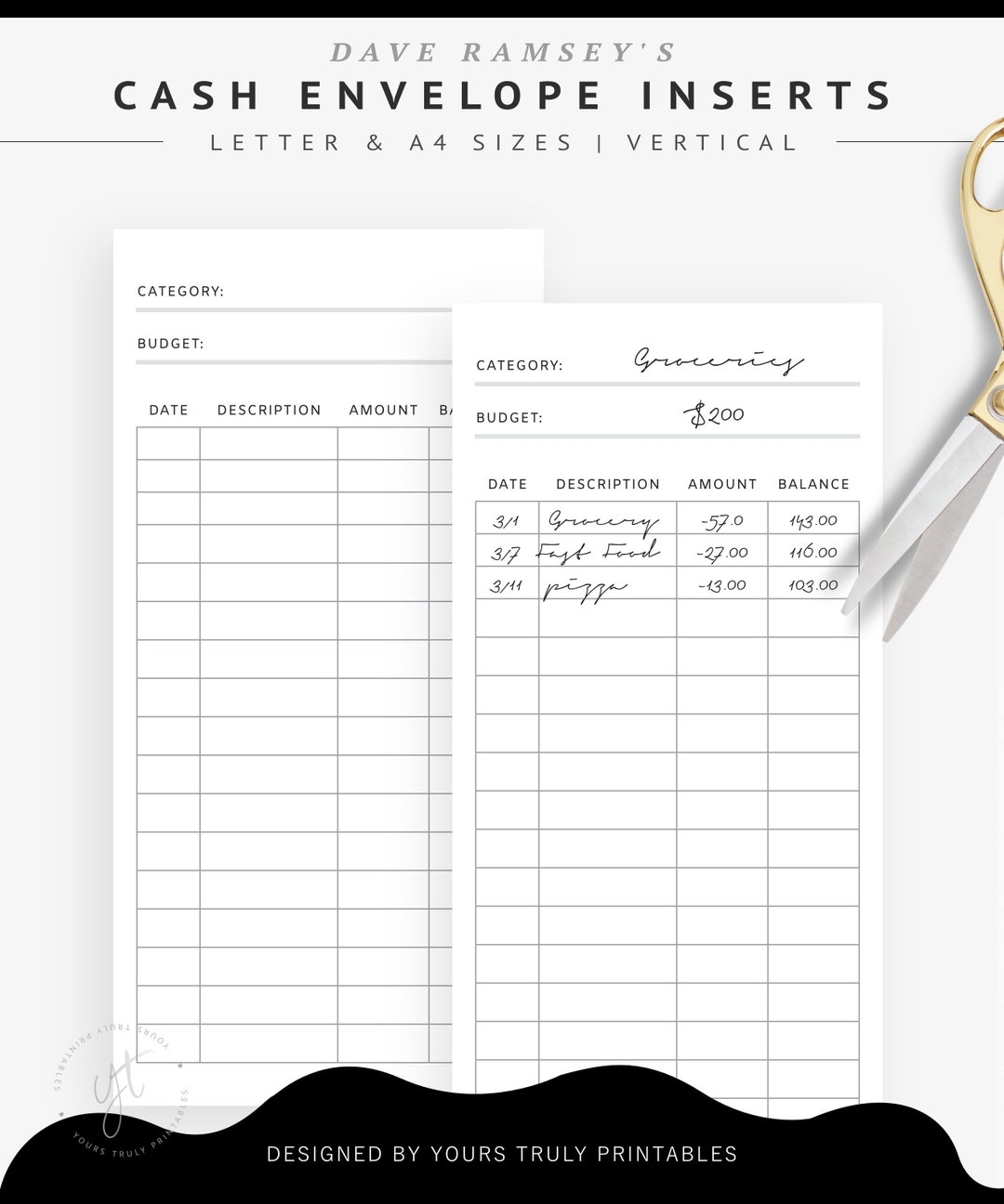 Cash Envelope System Labels Template Dave Ramsey Cash Envelope Tracker Inserts Printable Vertical Money Budget Categories Organizer PDF Etsy Canada