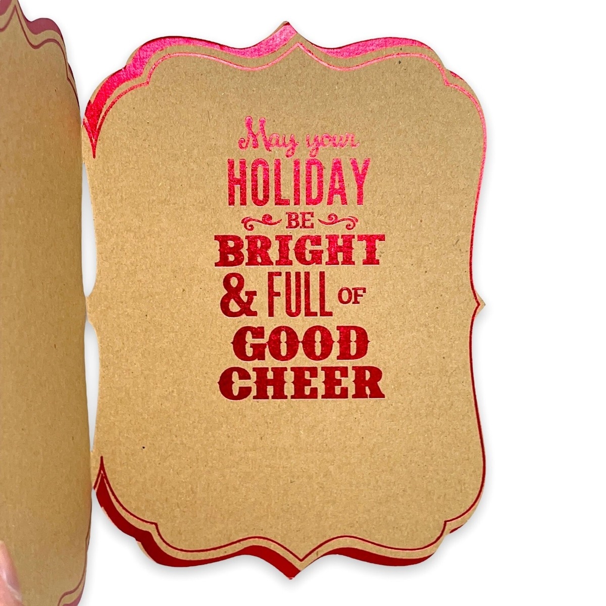 Cheerful MERRY CHRISTMAS Card Holly Jolly Holiday Kraft Brown Paper Envelope EBay