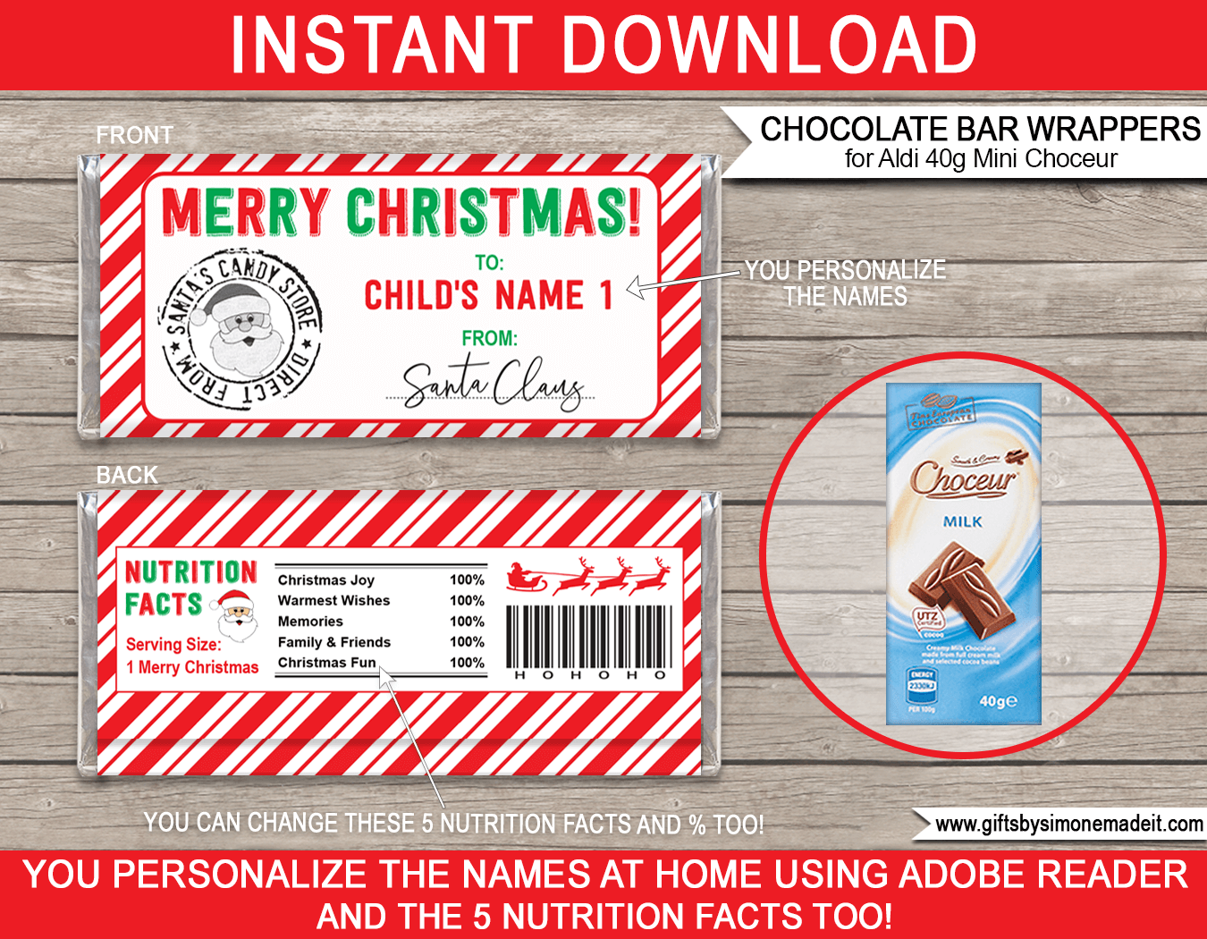 Free Printable Candy Bar Wrappers Templates Christmas