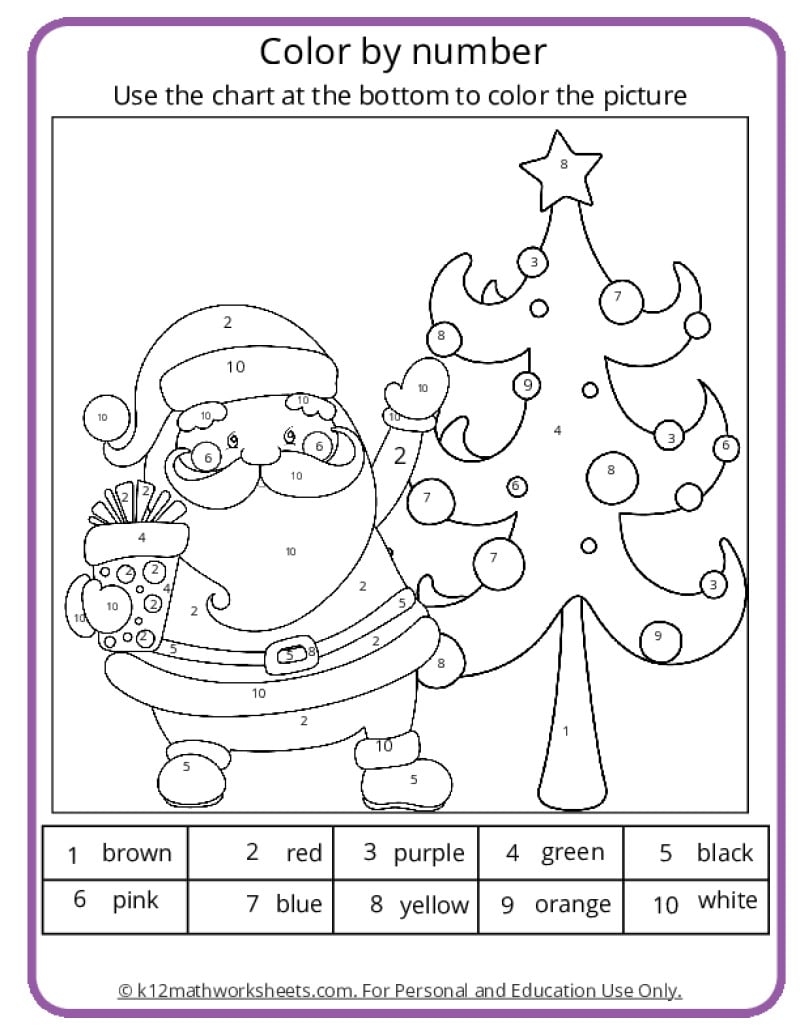 Color By Number Christmas Printables