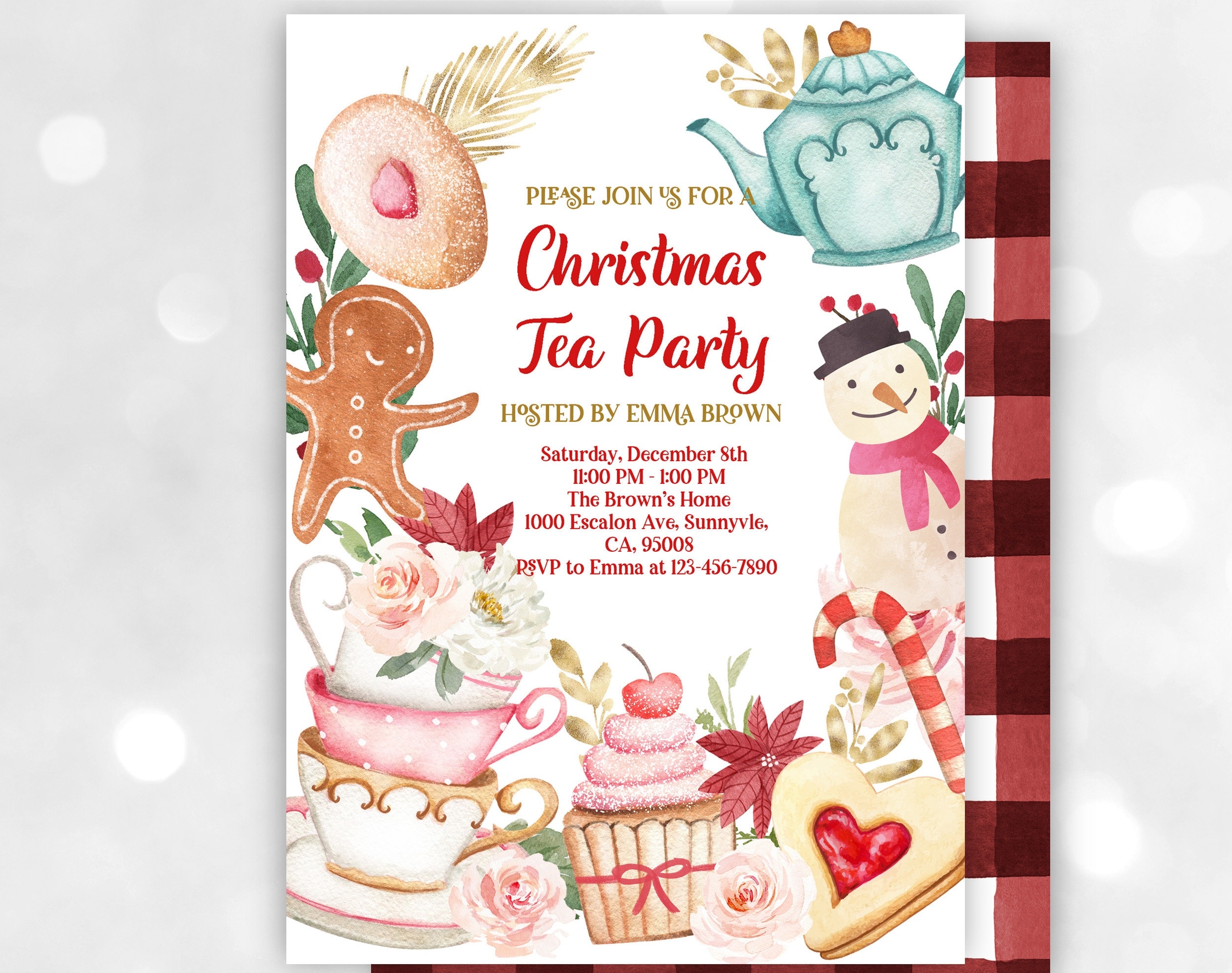 Christmas Tea Party Invitation Holiday Tea Party Invite Winter Party Cookie Gingerbread Hot Cocoa Editable Download Printable Chr26 Etsy