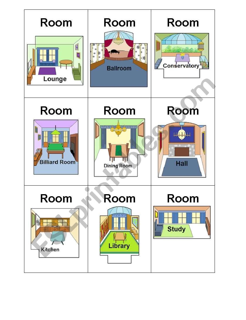 Printable Clue Board Game Cards