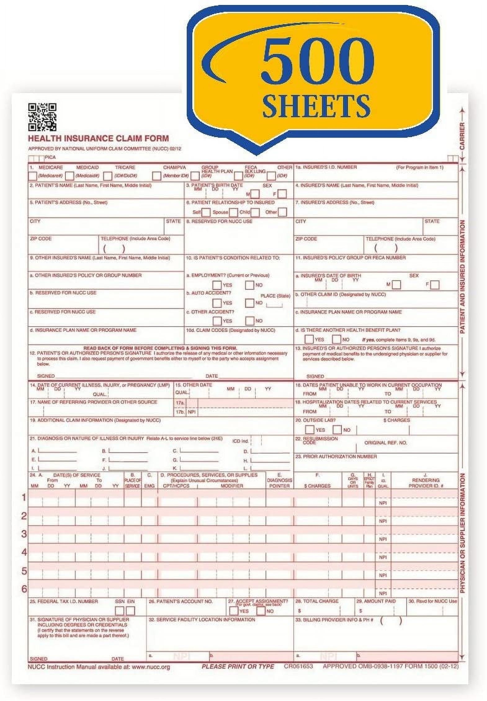 Free Printable Cms 1500 Form 02/12
