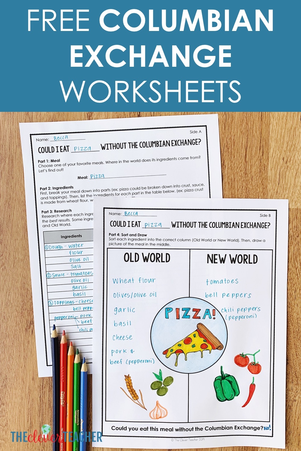 Columbian Exchange Food Project Free Worksheets 
