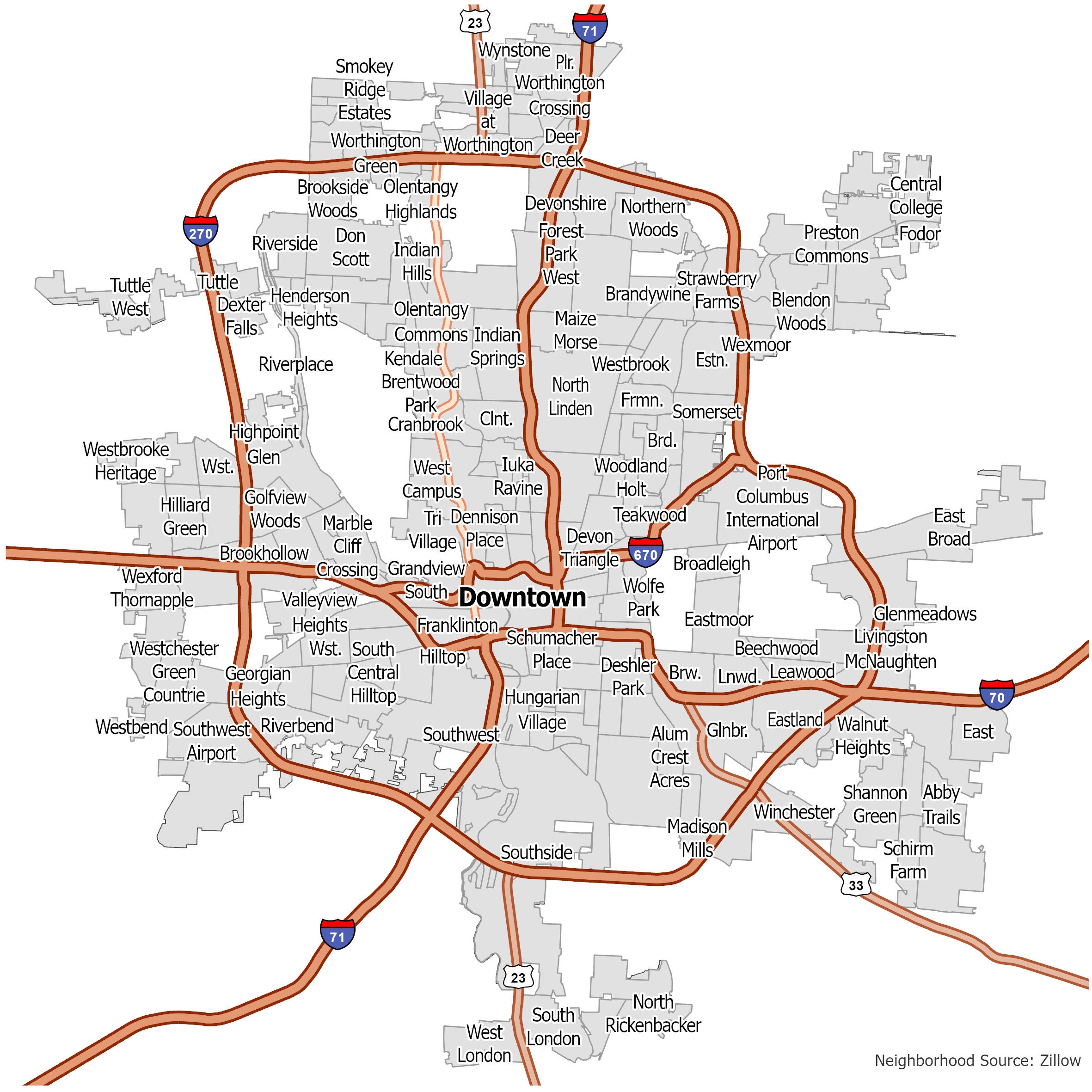 Printable Map Of Columbus Ohio