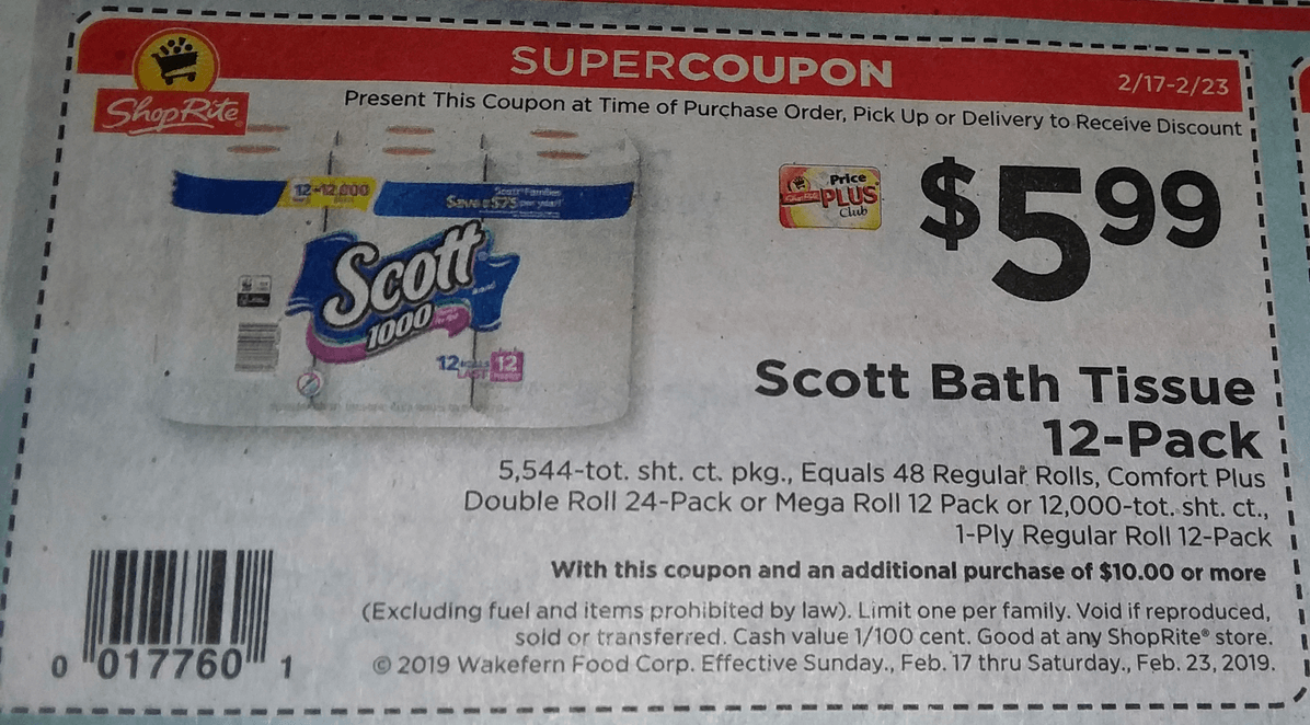 Confirmed Kimberly Clark Catalina Deal At ShopRite Scott Bath Tissue Towels As Low As 0 25 Per Roll Living Rich With Coupons 