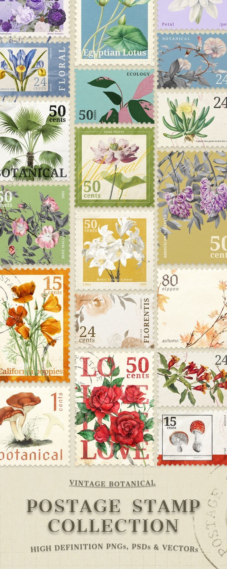 Free Stamped Printable Botanical Images