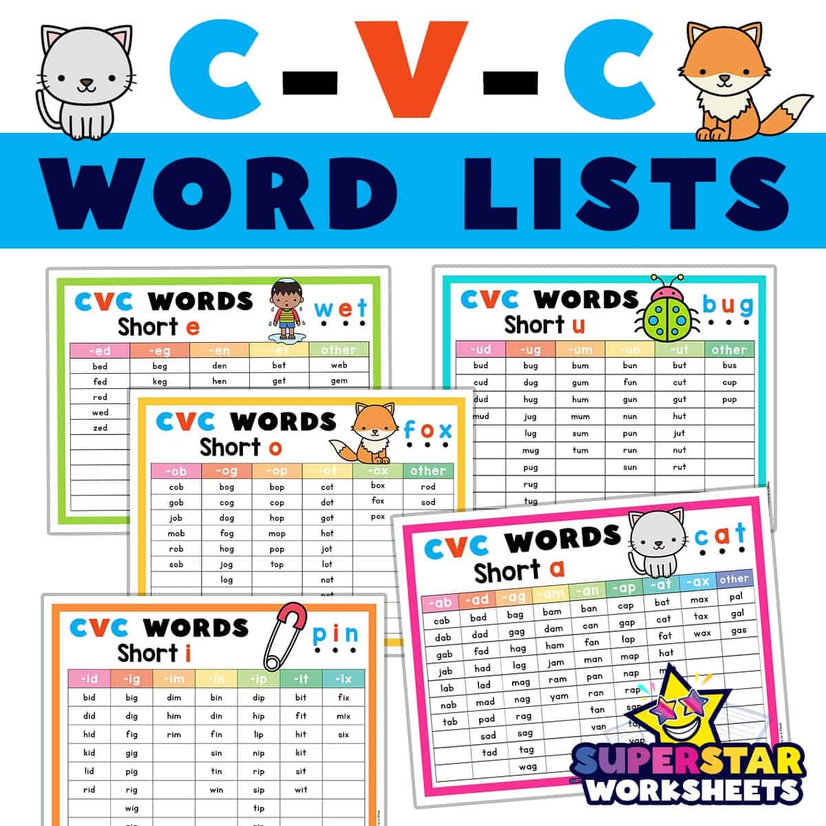 List Of Cvc Words Printable