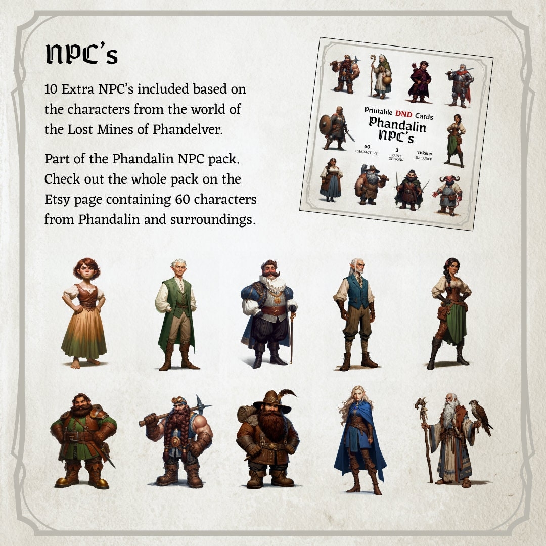 D D Monster Cards Lost Mines Of Phandelver Tokens Foldable Board Cards Custom Made High quality Cards Easy Digital Download Lmop Etsy UK