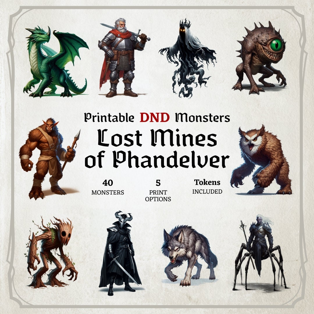 D D Monster Cards Lost Mines Of Phandelver Tokens Foldable Board Cards Custom Made High quality Cards Easy Digital Download Lmop Etsy UK