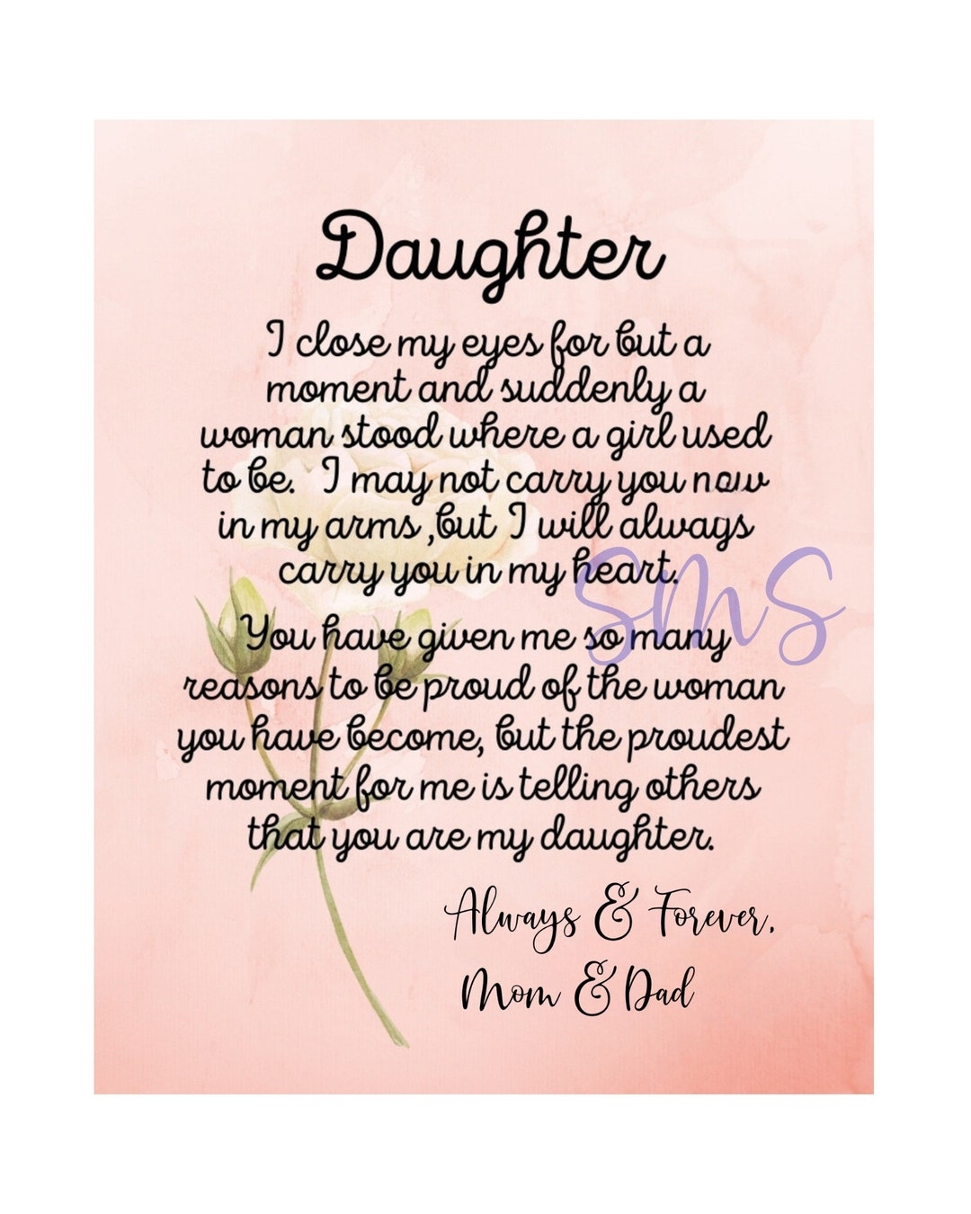 Daughters Letter Digital Prints For Daughters Instant Downloads Etsy