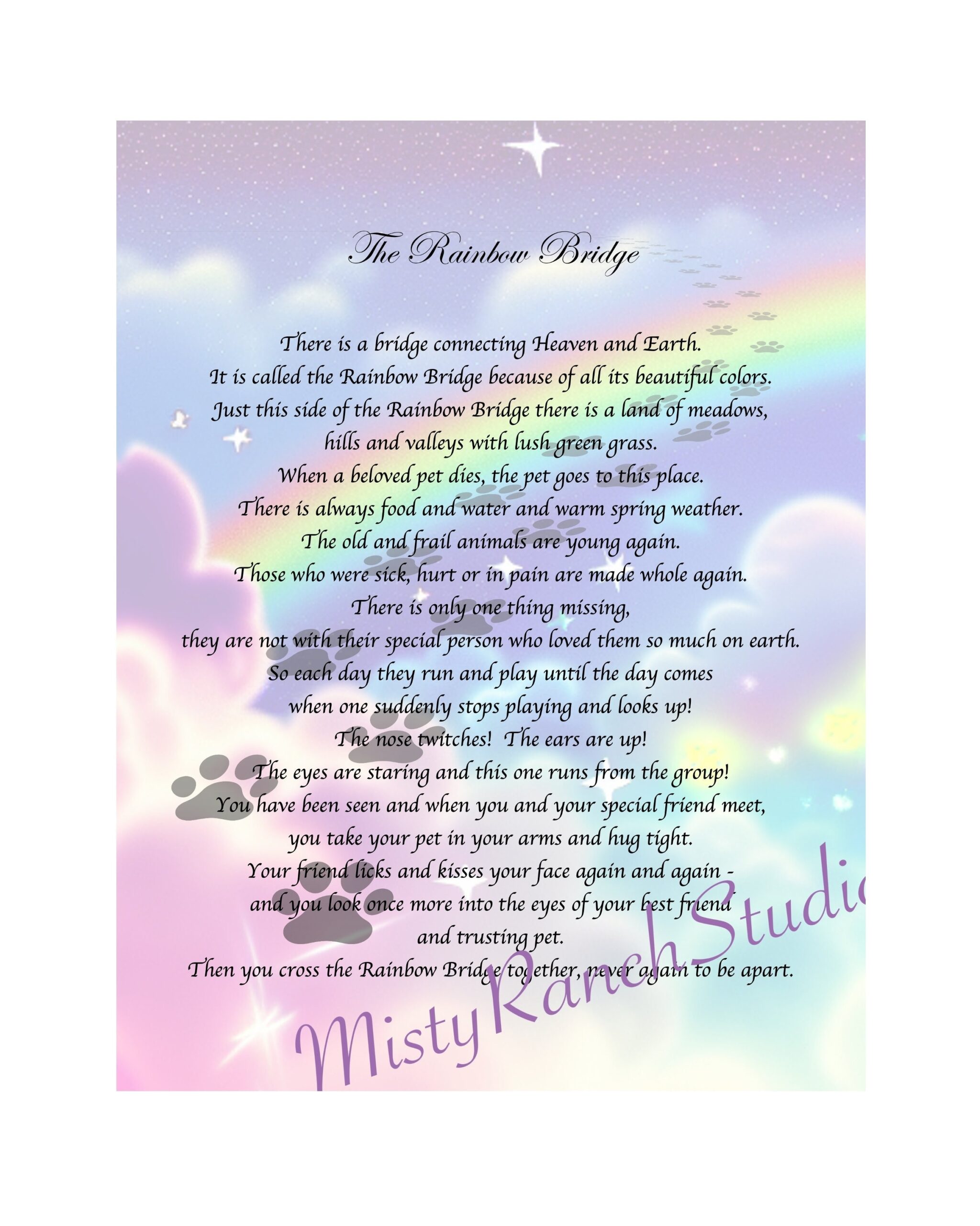 Rainbow Bridge Poem Printable Version