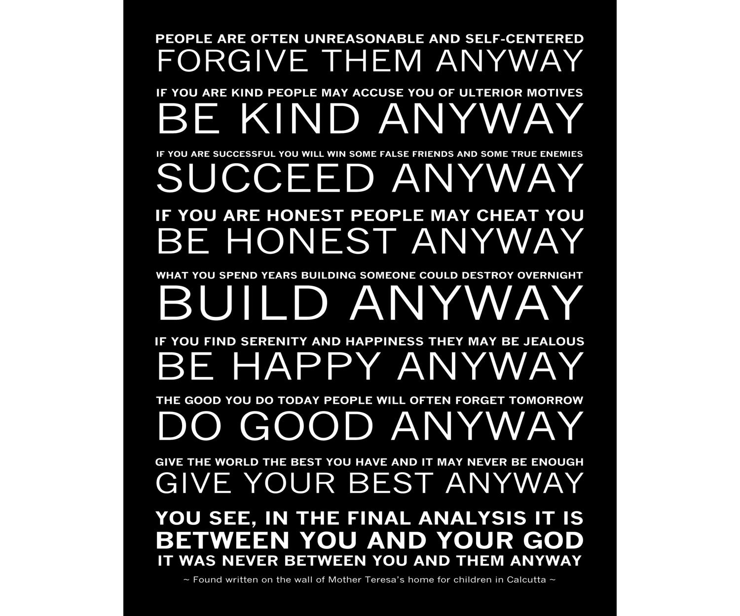 Mother Teresa Do It Anyway Free Printable