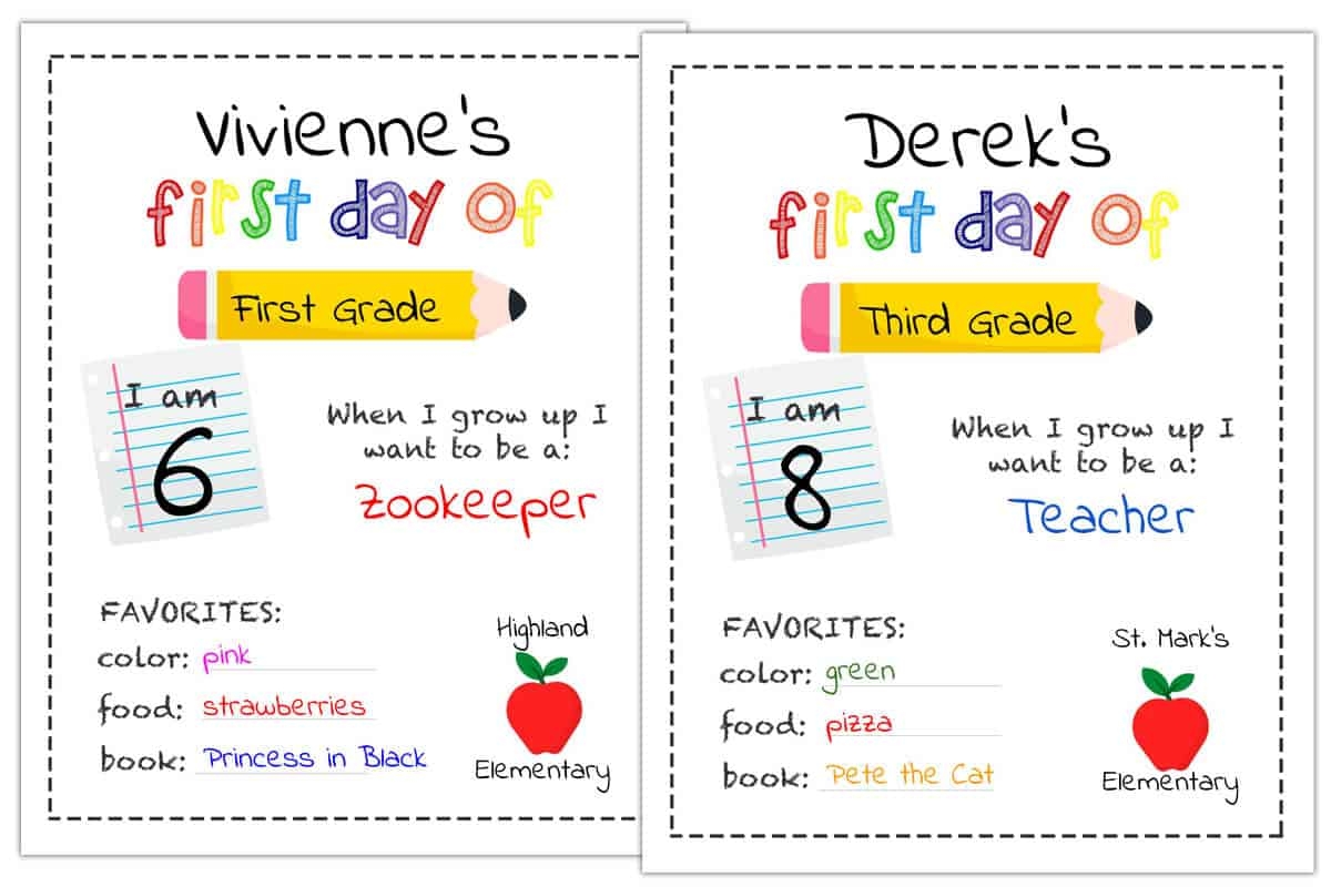 First Day Of Kindergarten Free Printable