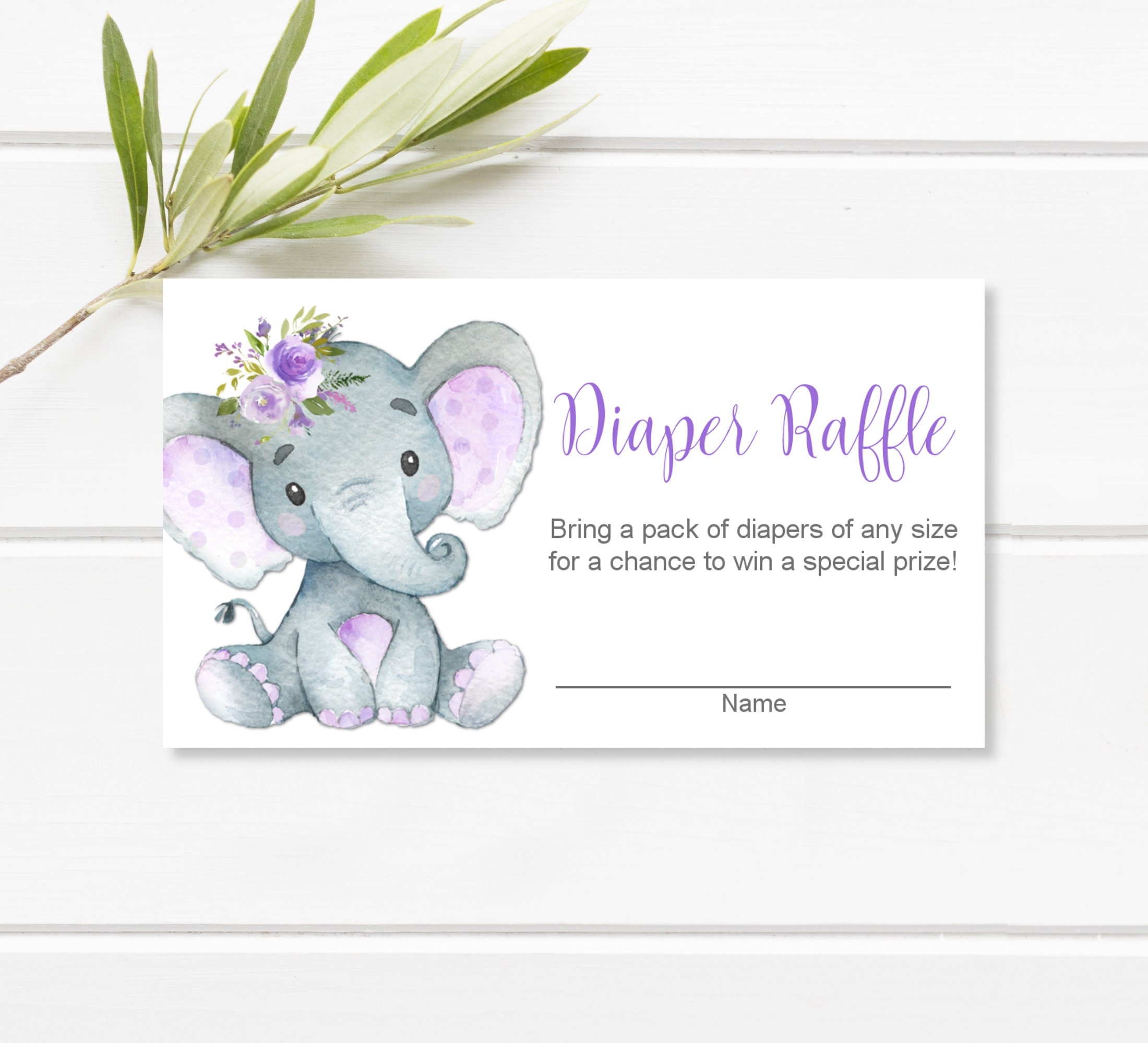 Elephant Baby Shower Diaper Raffle Tickets Printable Purple Elephant Baby Shower Game Diaper Raffle Insert Cards NOT Editable C67 Etsy