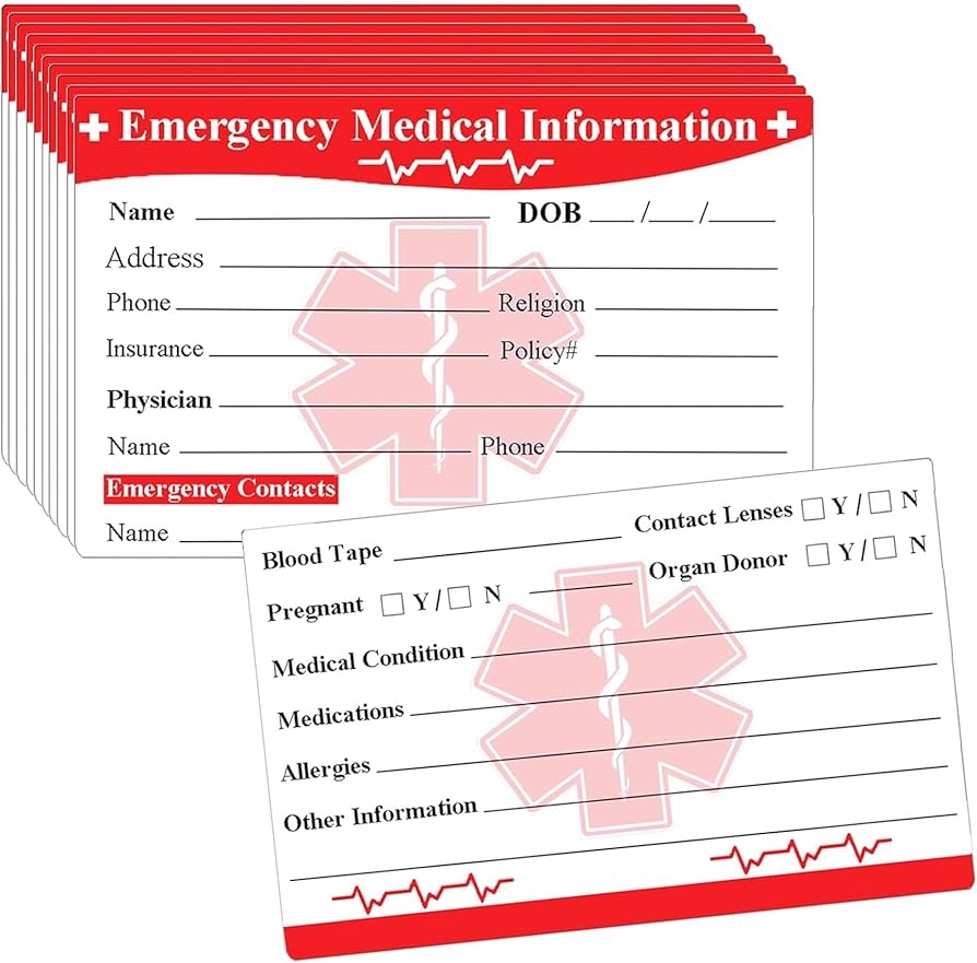 Free Printable Medical Id Card