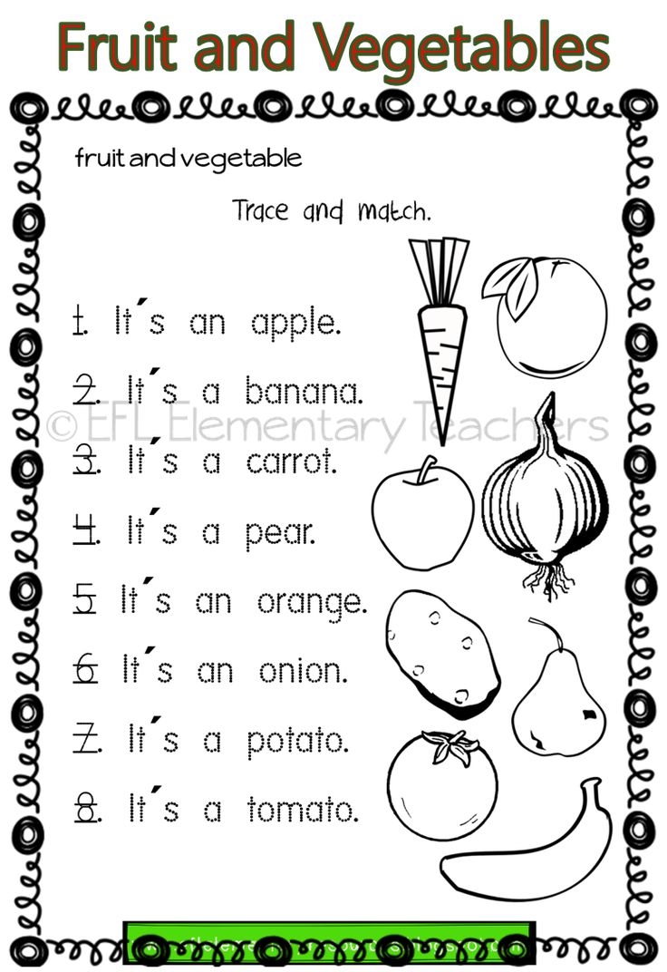 Fruit And Vegetables Worksheet Printables