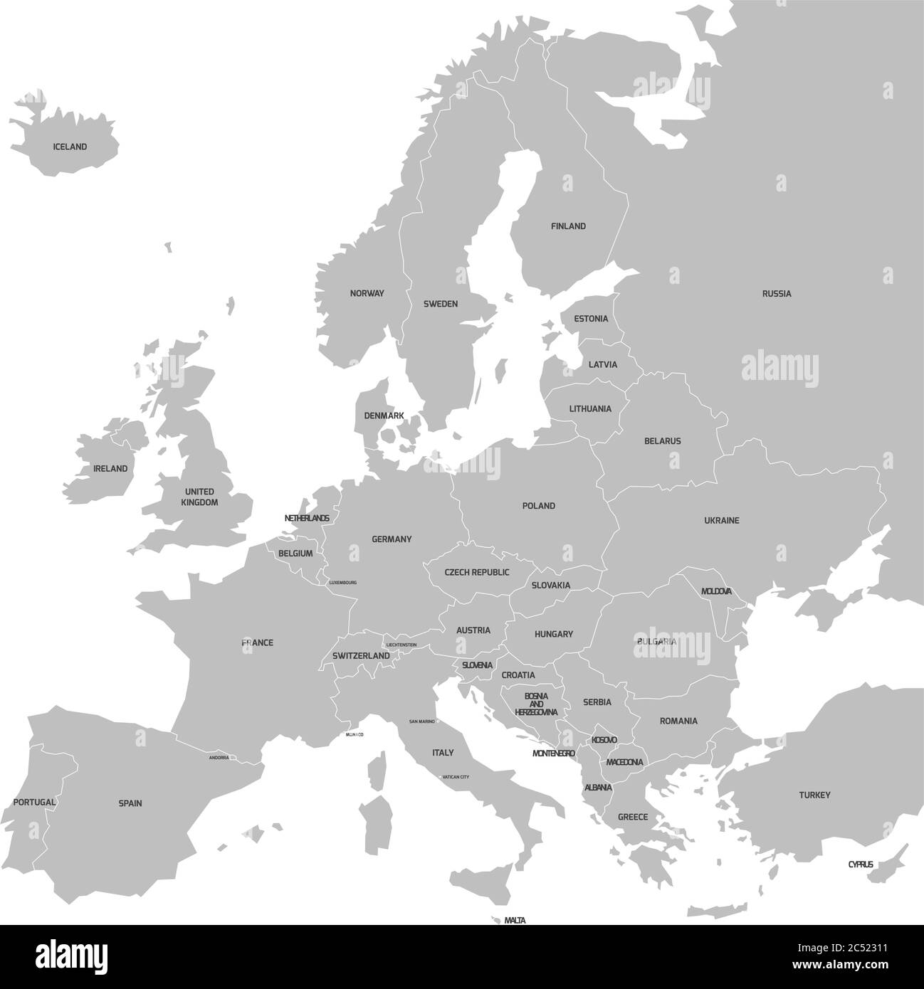 Map Of Europe Black And White Printable With Names