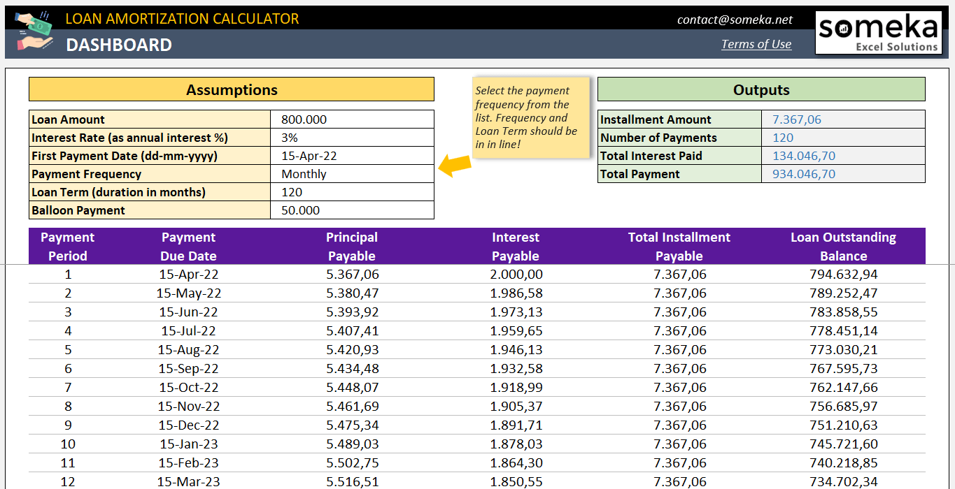 Excel Amortization Schedule Template Simple Loan Calculator