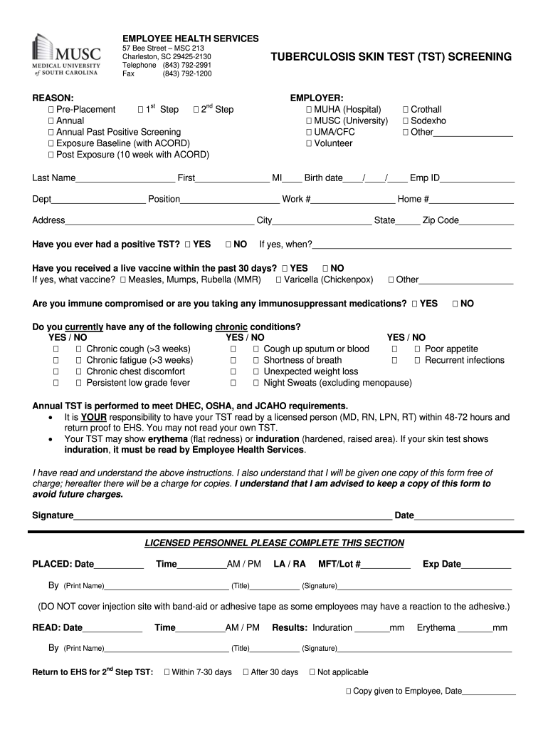 Free Printable Tb Test Form