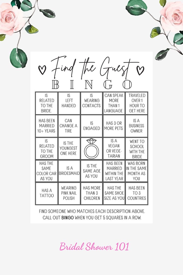 Find The Guest Bridal Shower Game Free Printable