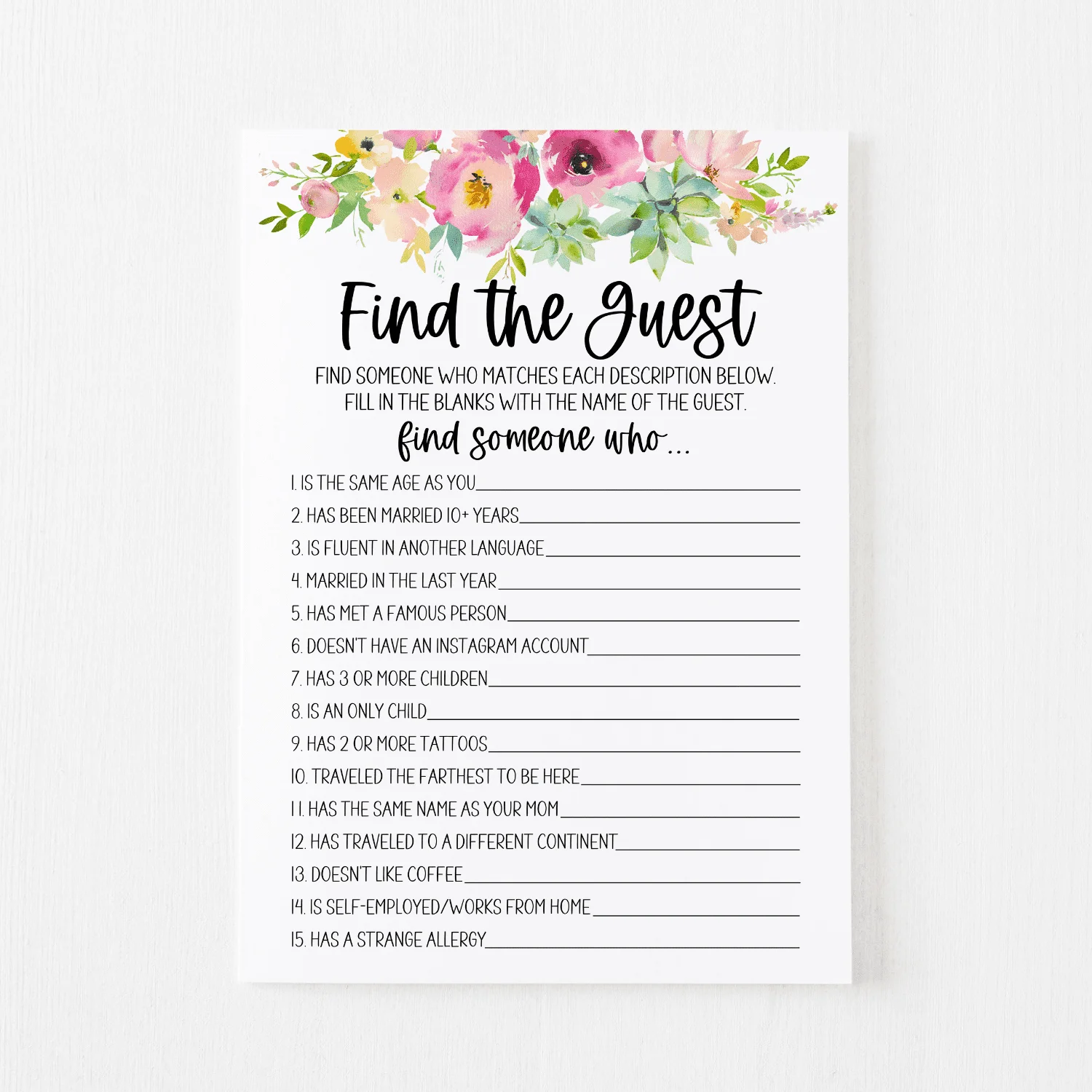Find The Guest Cards Succulent Modern MOH