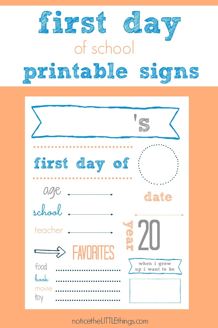 First Day Of School Printable Signs Notice The LITTLE Things
